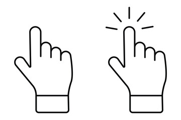 Obraz premium Hand Cursor Click Symbols Pack – Minimal Line UI Interaction Icons