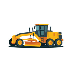 Fototapeta premium Motor Grader Construction Equipment Flat Illustration
