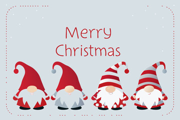 Festive christmas card featuring four adorable gnomes and holiday greetings © Bablu