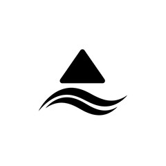 Fototapeta premium Abstract Triangle Above Wavy Lines Icon, Minimalist Design, Black and White