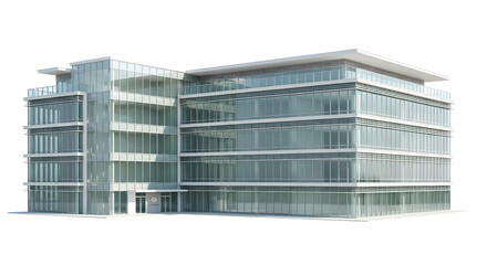 Fototapeta premium A modern office building stands prominently in a cityscape with sleek glass facade and metal frame.