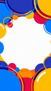 Colorful abstract circular background with copy space, vibrant modern banner design、カラフルな円形デザインの抽象背景 コピースペース付き ポップで明るいバナー素材
