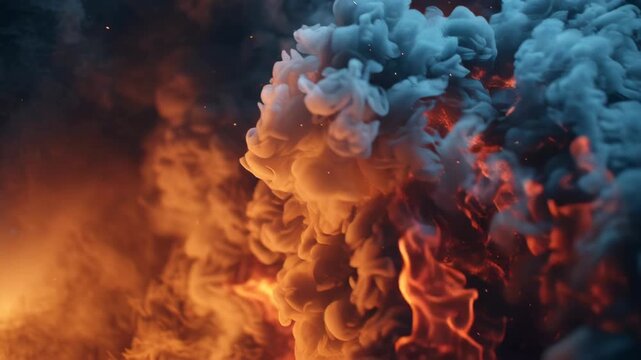 Dramatic Smoke and Fire with Bright Flames and Plumes of Smoke for Visual Effects and Event Promotions
