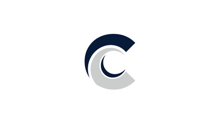 Fototapeta premium Abstract logo design featuring overlapping curved shapes in dark blue and gray