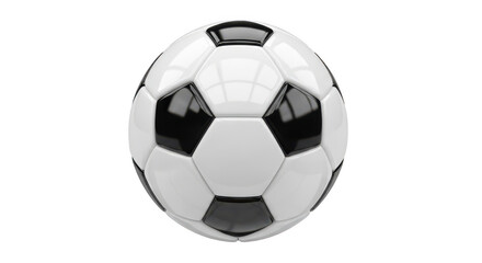 Fototapeta premium A white soccer ball with black pentagon and hexagon patterns isolated on transparent background, isolated on white background