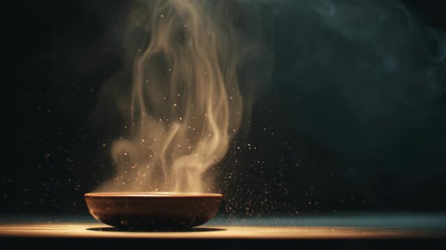 Dynamic Smoke and Fire Scene with Rising Flames and Sparks in a Dark Atmosphere for Artistic and Cinematic Use
