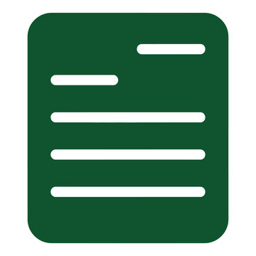 Green document icon with white lines on white background icon