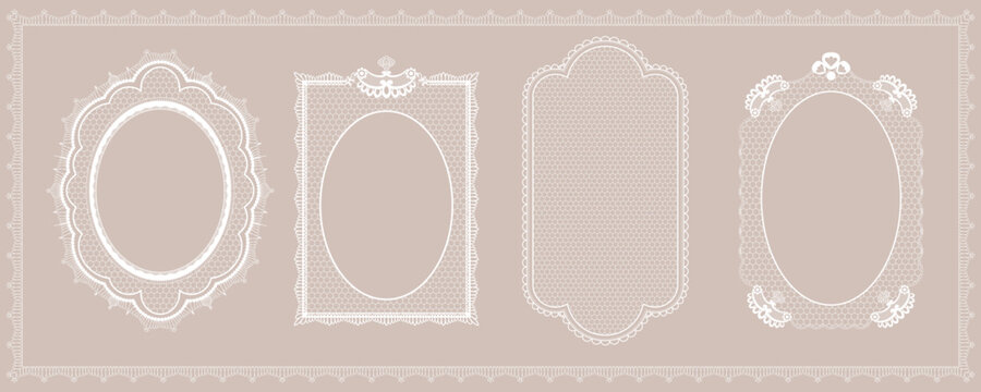 Luxury Lace Frame Set with Oval Circle Rectangle and Scalloped Wedding Border