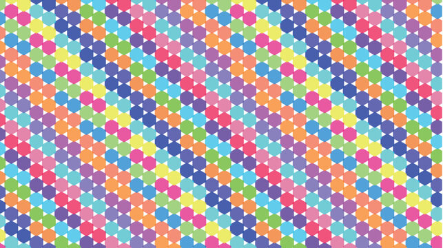 Vibrant Colorful Hexagonal Tiled Pattern Background