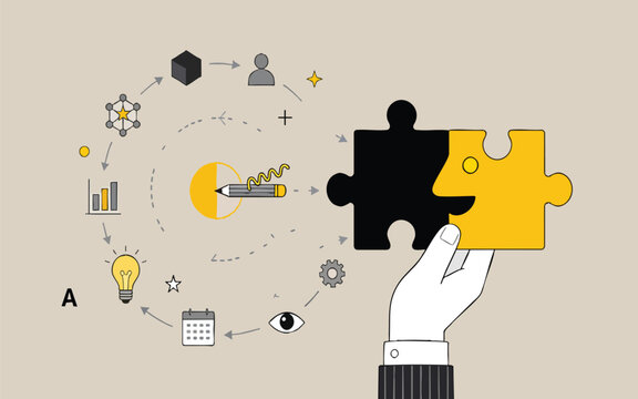 Minimalist Strategic Thinking and Creative Problem Solving Vector Illustration