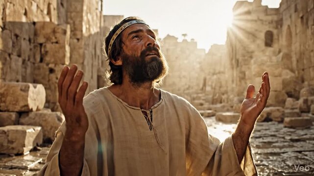 Biblical Scene of Young David Confronting Vulnerable King Saul Inside a Dark Cave Representing Mercy Tension and Moral Choice in Ancient Israel History