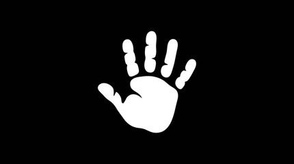 Obraz premium White Hand Print on Black Background