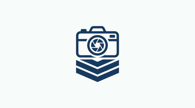 Camera Emblem Logo on Blue Background