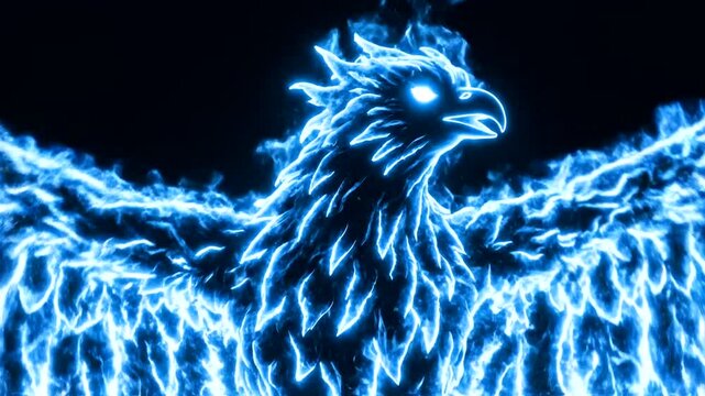 Electric blue eagle in flight.