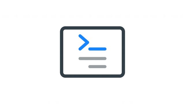 Animated command line interface icon representing terminal access, code execution, and system control. Ideal for developer tools, programming environments, and IT administration visuals.