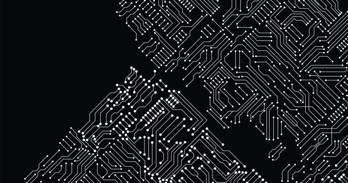 Minimalist Tech Line Circuit Design. Modern Electronics Pathway Background
