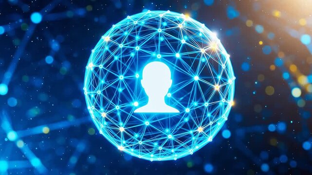 Advanced Digital network sphere with human icon for Digital Transformation and Cyber Infrastructure