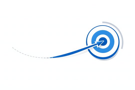 Goal Achievement Concept with Offset Target Focus and Directional Arrow Path UI Layout