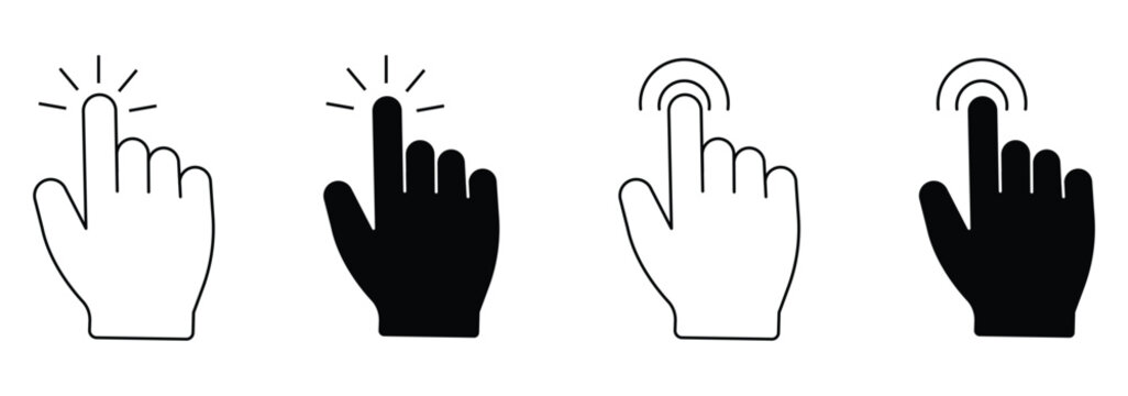 Hand click icon set. pointer icon vector. hand cursor icon vector