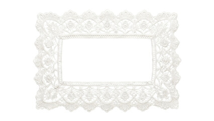 Intricate lace frame with floral patterns isolated on transparent background