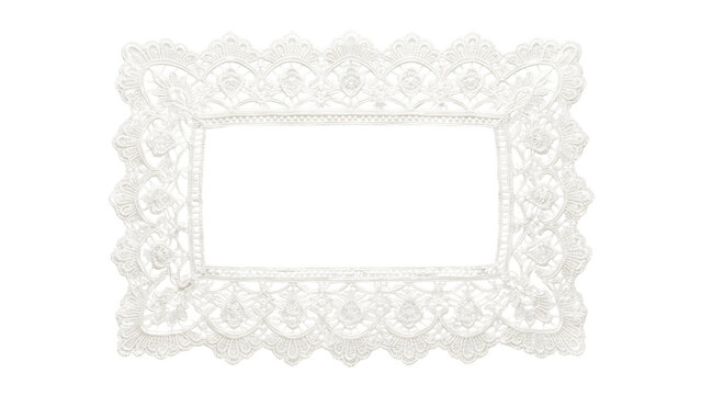 Intricate lace frame with floral patterns isolated on transparent background