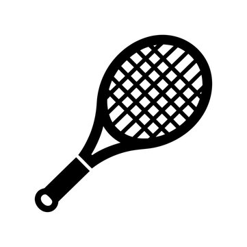 Vector of a tennis racket with a crisscrossed pattern on the head
