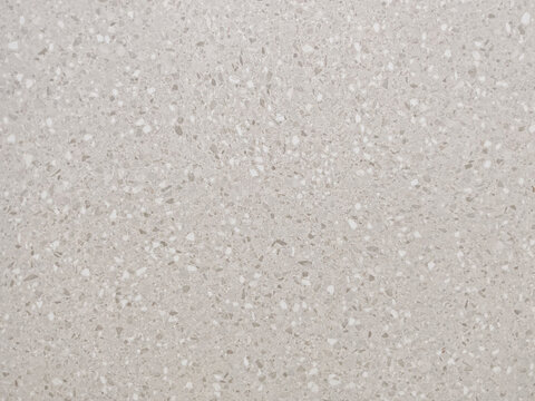 High-resolution light grey stone texture with fine white and dark speckles. Polished engineered quartz or natural sand-finish plaster background for minimalist interior design and clean backdrop.