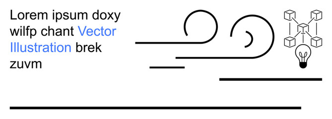 Innovation, creativity, technology, data flow, brainstorming, futuristic ideas. Abstract design with flowing lines and a lightbulb surrounded by connected cubes. Innovation and creativity concepts © robu_s