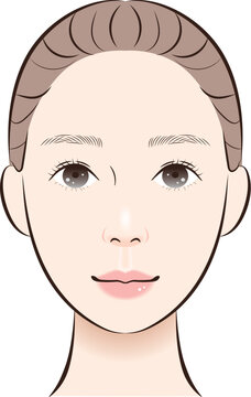 人中が長いタイプの顔（正面）