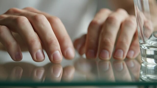 Fingers tapping on surface banner with subtle motion and clean minimal background