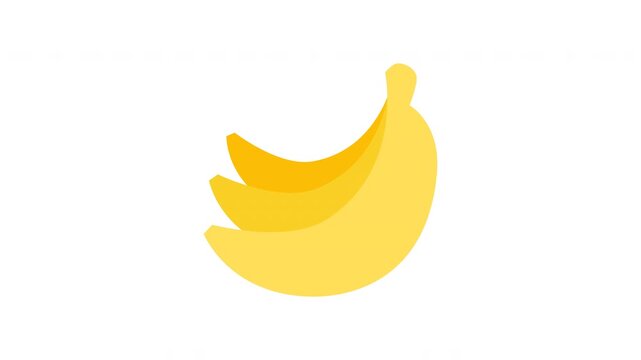 Looping animated yellow banana fruit design, perfect for healthy diet tracking or grocery shopping apps and websites