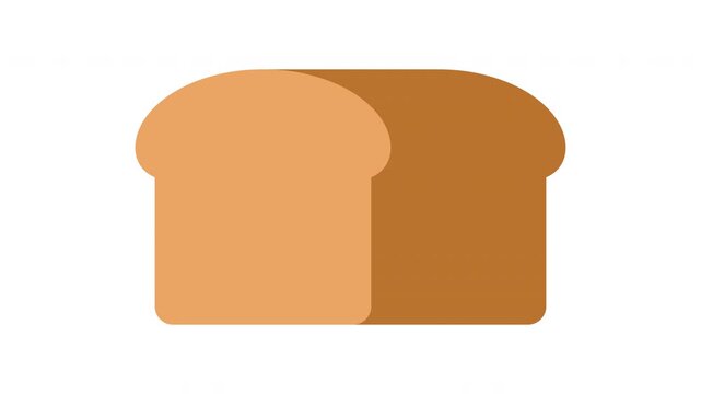 Flat style bread slice motion visual, ideal for wheat diet nutrition guides, cooking recipes, or pastry store interfaces