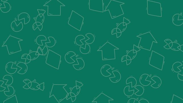 White line drawings on green background for design projects, presentations, and educational materials needing simple visuals.