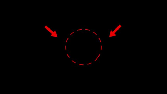 dual arrow pointer highlight animation with dashed circle focus indicator.