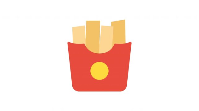 Bouncing animated fast food french fries asset, perfect for potato snack delivery or restaurant menu apps and websites