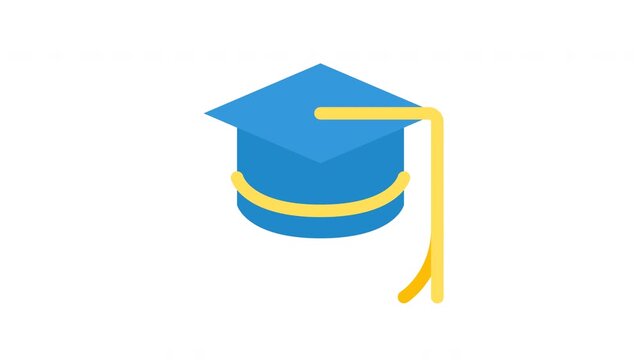 Floating animated blue graduation cap element, perfect for university ceremonies or academic achievement apps and websites