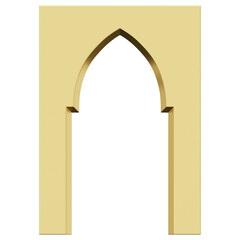 Fototapeta premium 3D Gold Gothic Mosque Arch Door Frame Shape