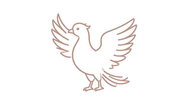 Line drawing of a dove with outstretched wings, in a simple and elegant illustration, showing a sign of peace and freedom