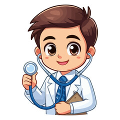 Fototapeta premium cartoon doctor with stethoscope illustration
