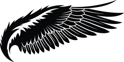 Naklejka premium Black Wing Silhouette Isolated on White Background