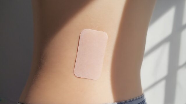 Contraceptive patch on woman's back
