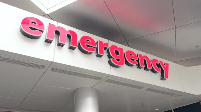 Emergency sign at hospital entrance 4k
