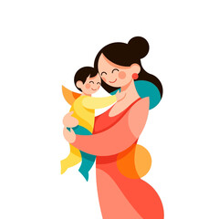 Obraz premium Mother holding baby in her arms with love and care