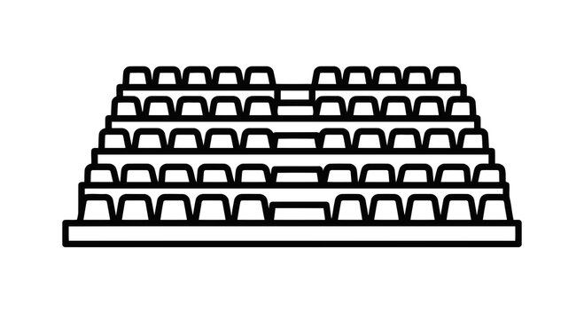 A simple line drawing of a computer keyboard on a white background.
