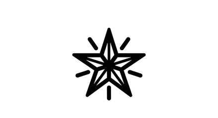 Obraz premium A stylized black star icon on a white background with dynamic lines.