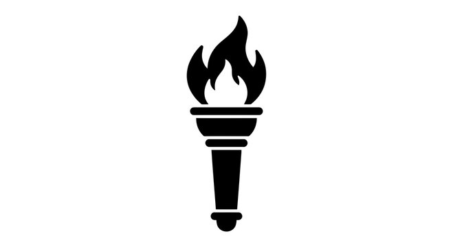 A simple black torch icon on a white background is displayed.