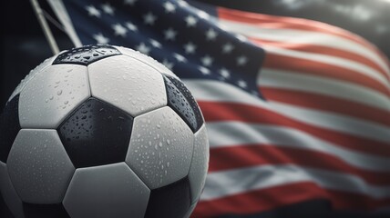 Naklejka premium Dynamic Watercolor Style Football World Cup Themed Layout with Bold Red and Blue Accents Ideal for Sports Event Promotions Social Media Graphics and Fan Engagement Materials