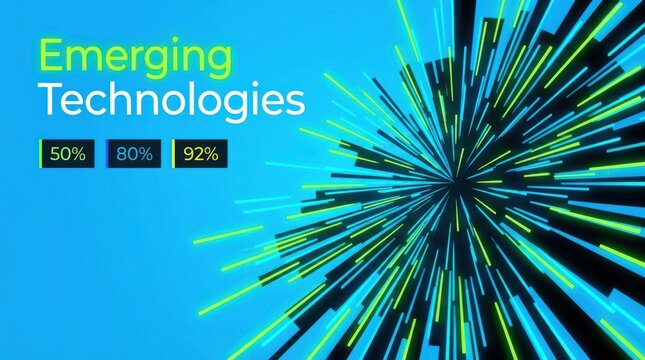 Emerging technologies concept with percentages on blue background