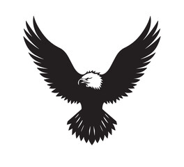 Obraz premium Powerful majestic eagle illustration with wide spread wings in flight representing freedom strength and pride in a striking monochrome design, a symbol of independence and leadership