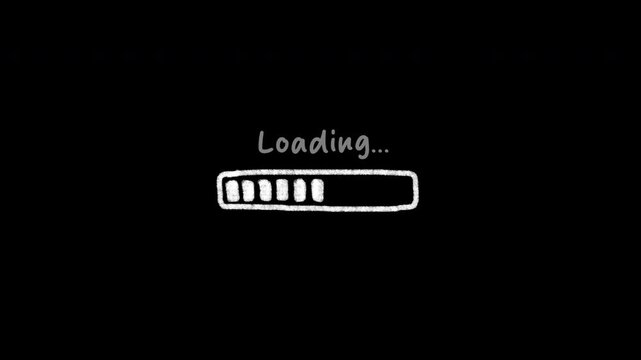 Hand Drawn Loading Bar Animation on Black Background Progress